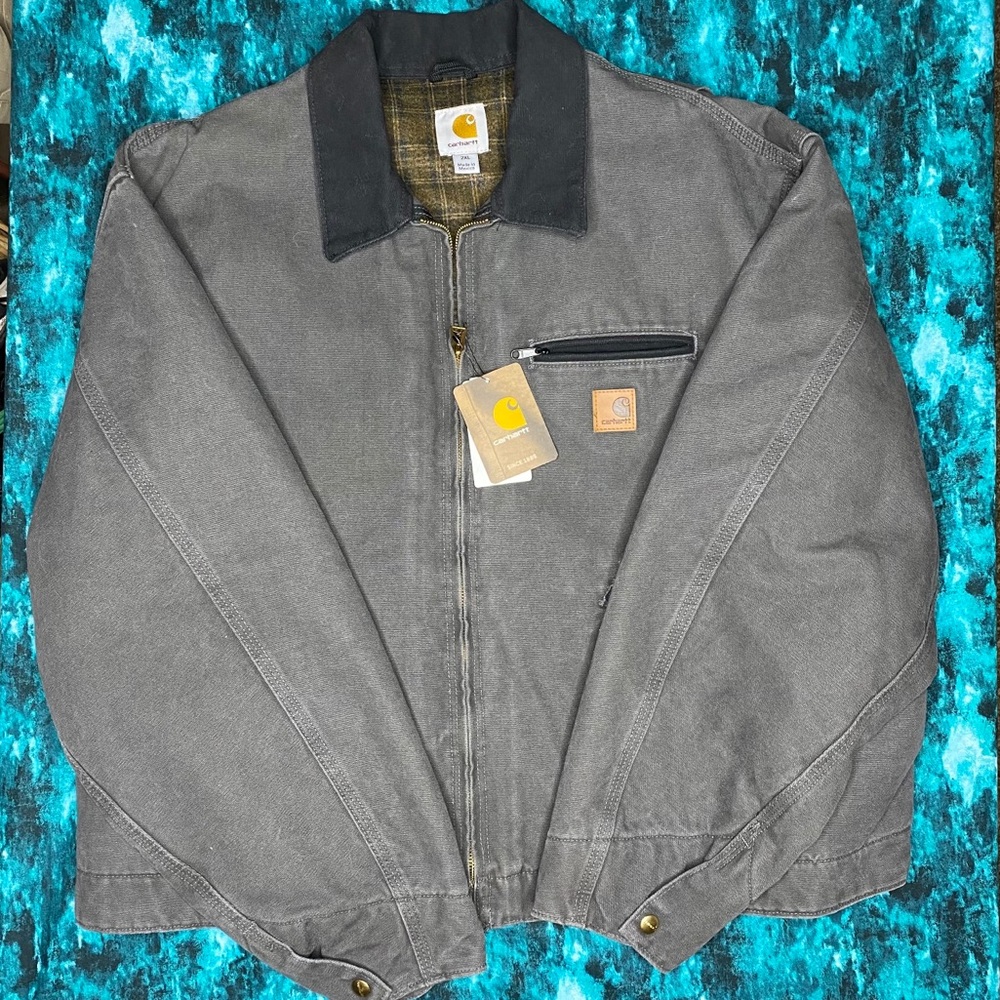 NWT Carhartt Jacket XXL J97 Grey Duck Fleece Lined - Picture 3 of 12